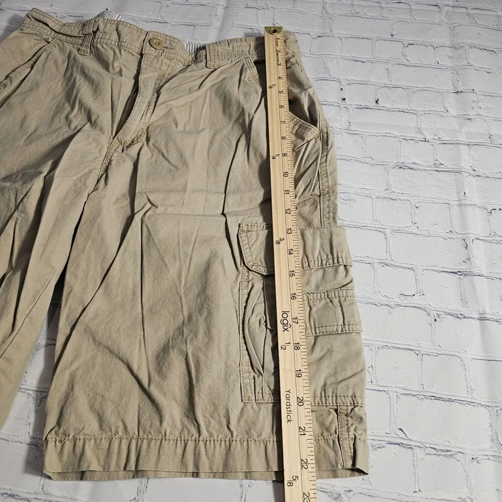 North Bay Cargo Supplies Men's Beige Cargo Shorts Size 34 Cotton Utility Pockets